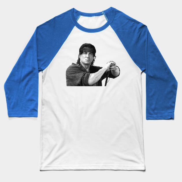 Rambo Monochrome Baseball T-Shirt by AdiGimbal